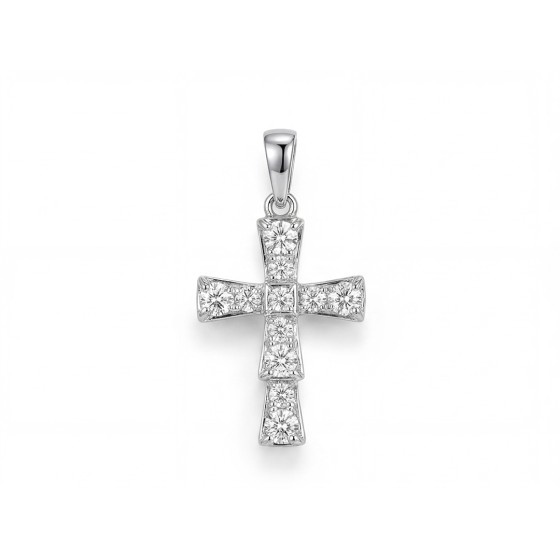 White Gold-Tone Cross Pendant