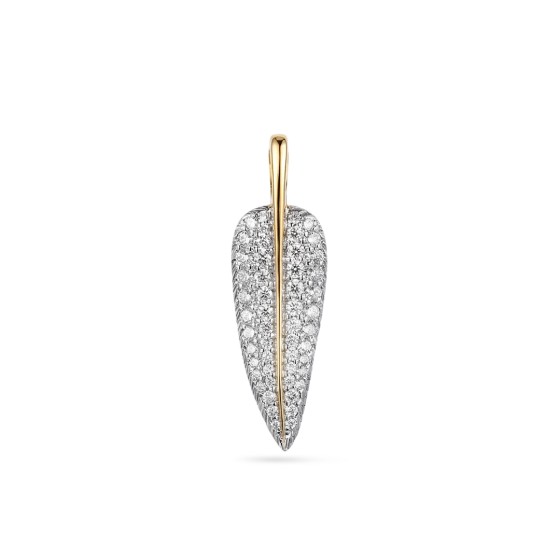 Two-tone full diamond feather pendant