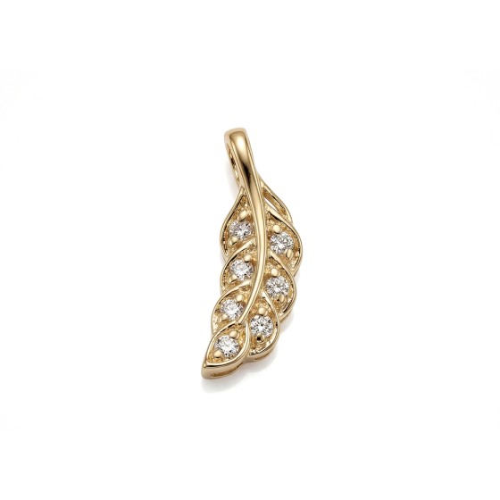 Yellow Gold 18K Leaf Lab-Grown Diamond Pendant