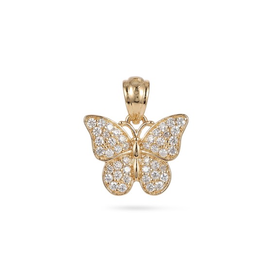 Yellow gold 18K butterfly lab-grown diamond pendant
