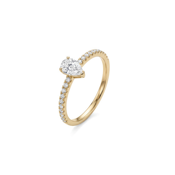 Gold-colored pear-shaped diamond band ring