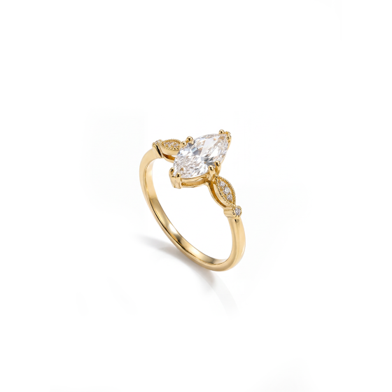 Yellow Gold Pear-Shaped Diamond Ring