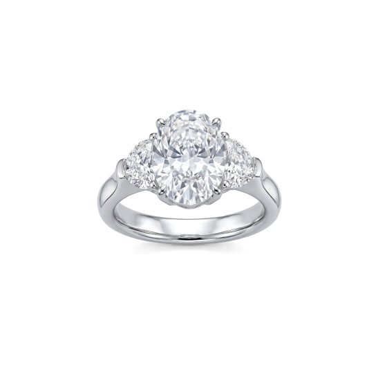 White Gold Oval Three-Stone Ring