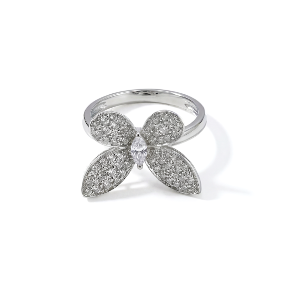 18K gold butterfly lab-grown diamond ring