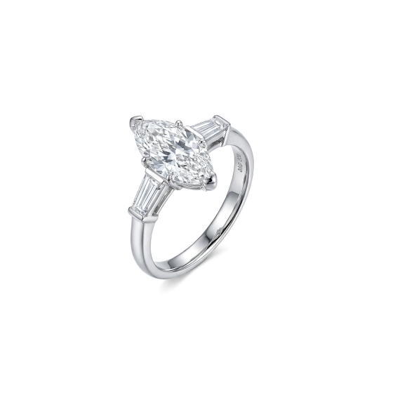 White Gold Marquise Three-Stone Ring