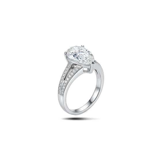 White Gold Double Band Pear Cut Full Diamond Ring