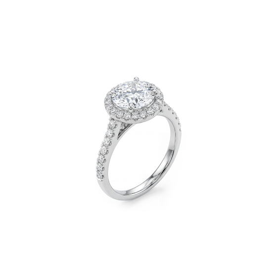 White gold round center stone halo diamond ring