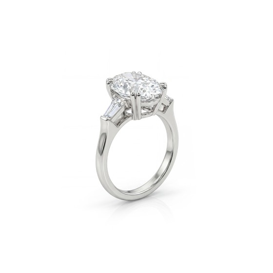 White Gold Oval Three-Stone Ring