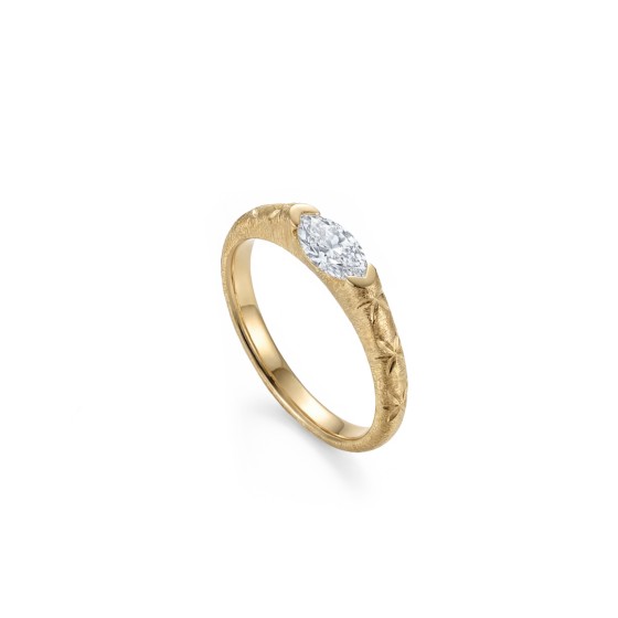 Yellow Gold Marquise Center Diamond Ring