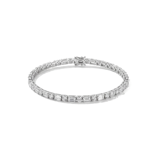 White Gold Emerald Cut Solitaire Tennis Bracelet