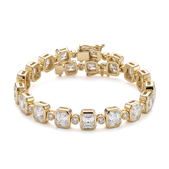 Yellow Gold Princess Cut Solitaire Tennis Bracelet