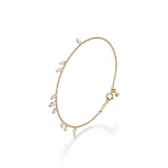 Gold-colored nine-diamond bracelet