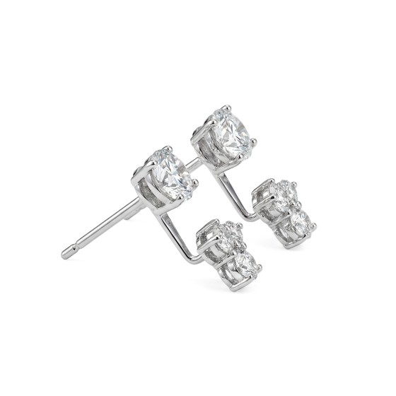 White gold five-diamond stud earrings
