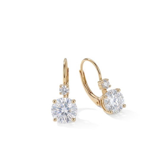Yellow Gold Double Diamond Stud Earrings