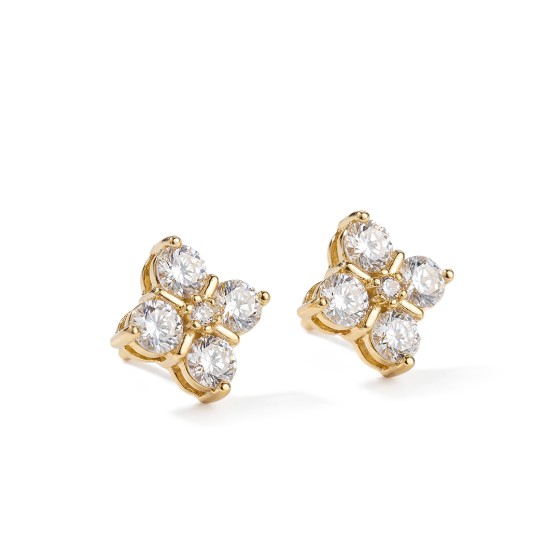 Yellow Gold Four-Leaf Clover Stud Earrings