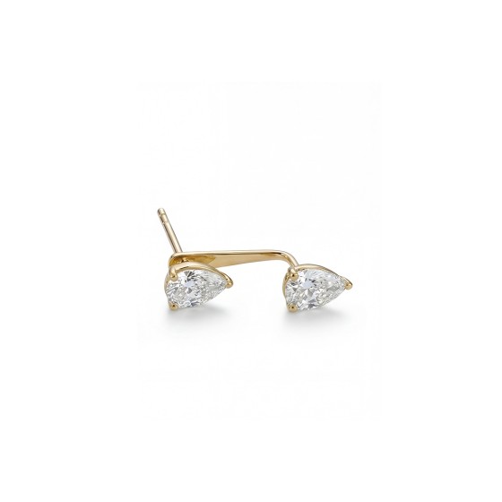 Gold-Tone 0.5 CTW Pear-Shaped Convertible Stud Earrings