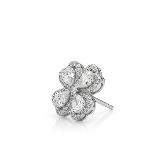 White Gold Four-Leaf Clover Stud Earrings12
