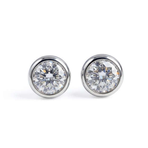 White Gold Bubble Solitaire Stud Earrings