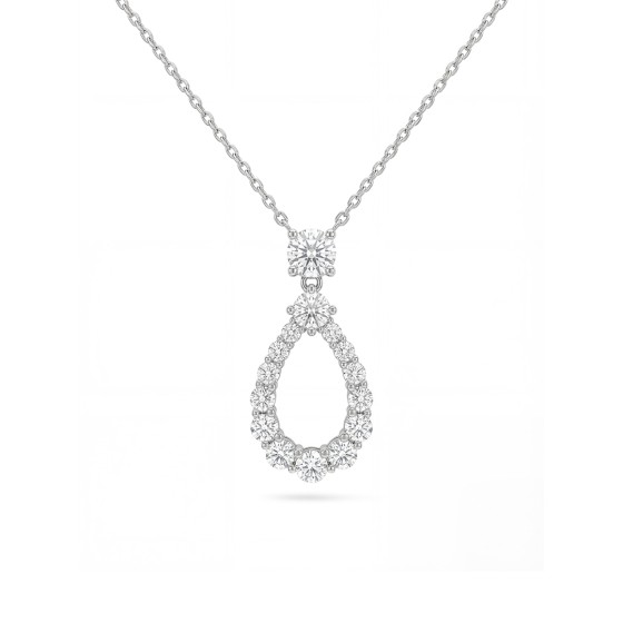 White Gold Pear-Shaped Pendant Necklace