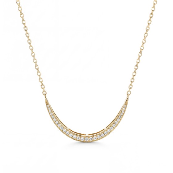 Yellow Gold Pave Diamond Smile Necklace