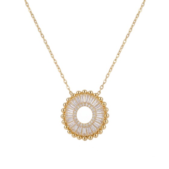 Yellow Gold Hollow Out Pave Diamond Necklace