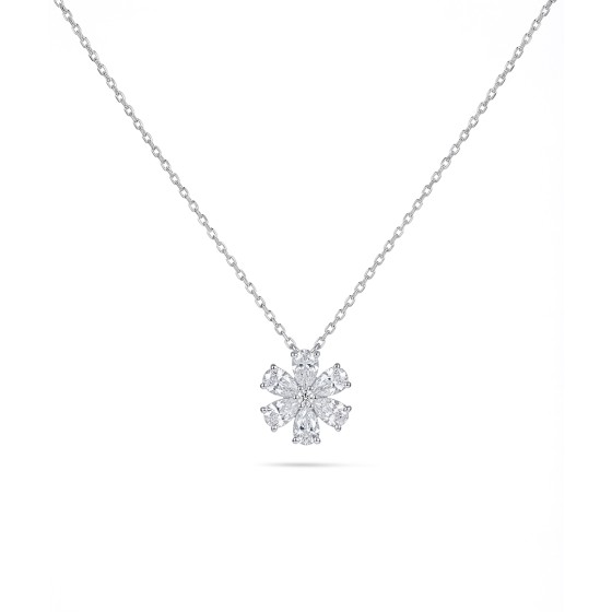White Gold Flower 6-Diamond Necklace