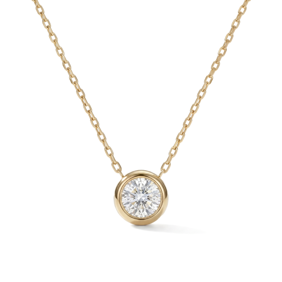 Yellow Gold Bubble Single Diamond Necklace