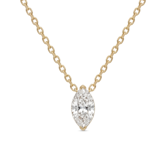 Yellow Gold Marquise Cut Solitaire Necklace