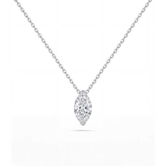 White gold marquise center diamond necklace