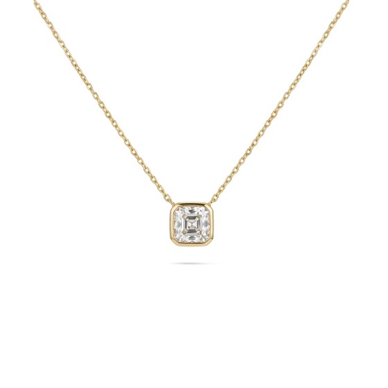 Gold-colored square diamond necklace